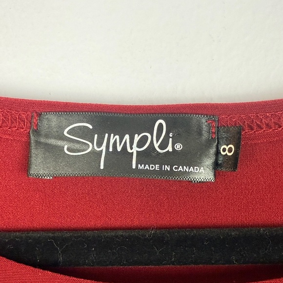 Sympli Classic Chic Burgundy Asymmetrical Cut Out 3/4 Sleeve Size 8 Tunic Blouse - Picture 3 of 8